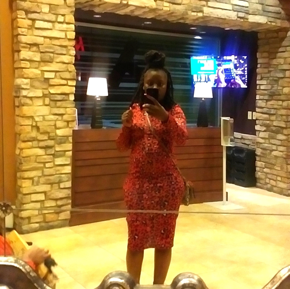 Leopard print orange dress
